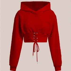 **NWT** Red cropped hoody sweater